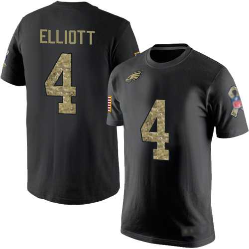 Men Philadelphia Eagles #4 Jake Elliott Black Camo Salute to Service NFL T Shirt->philadelphia eagles->NFL Jersey